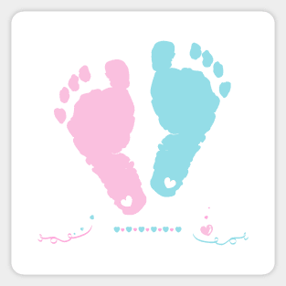 Twin baby girl and boy foot print Sticker